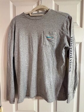 Vineyard Vines Girls XL (18) Gray Long Sleeve Pocket Whale Myrtle Beach SC